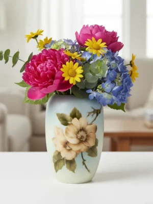 Vase Vildrose med sommerfugl på bagsiden vase no 2630