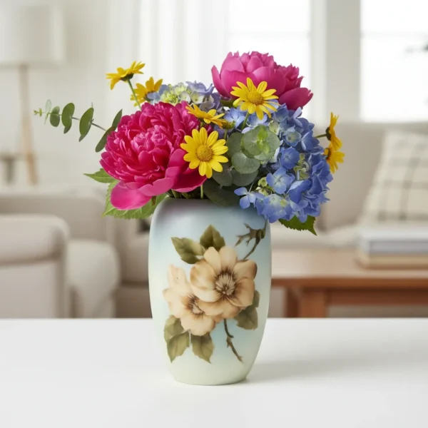Vase Vildrose med sommerfugl på bagsiden vase no 2630
