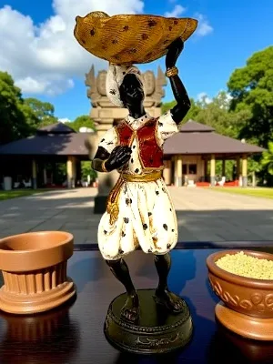 Dekorativ bronzeskulptur håndmalet Afrika! 28 cm