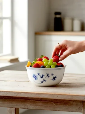 Smuk Noblesse Stor rund skål med blå ranker