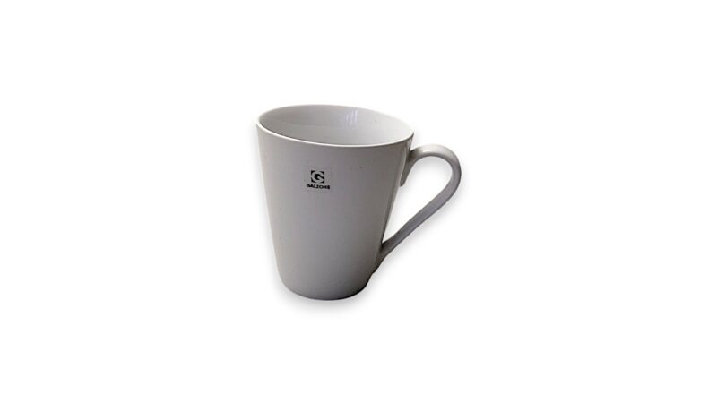 Hvid Porcelænskrus med hank, som man kan dekorere