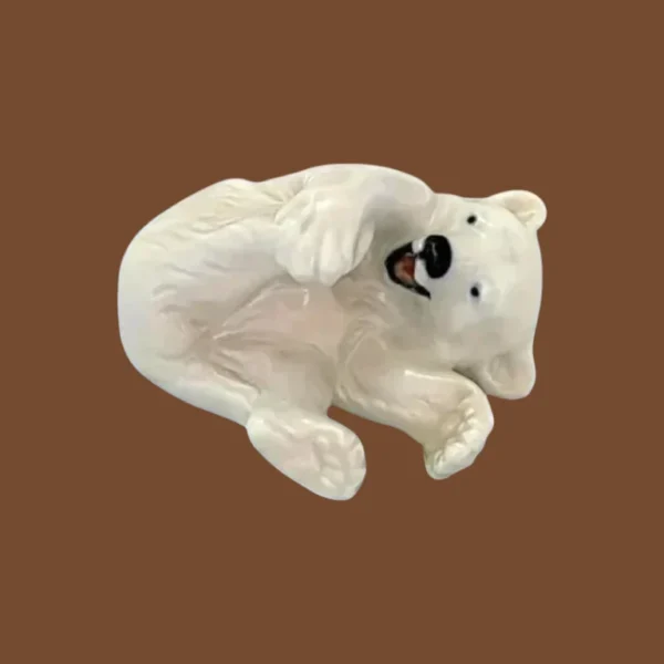 Hvid figur af isbjørneunge Royal Copenhagen nr.729