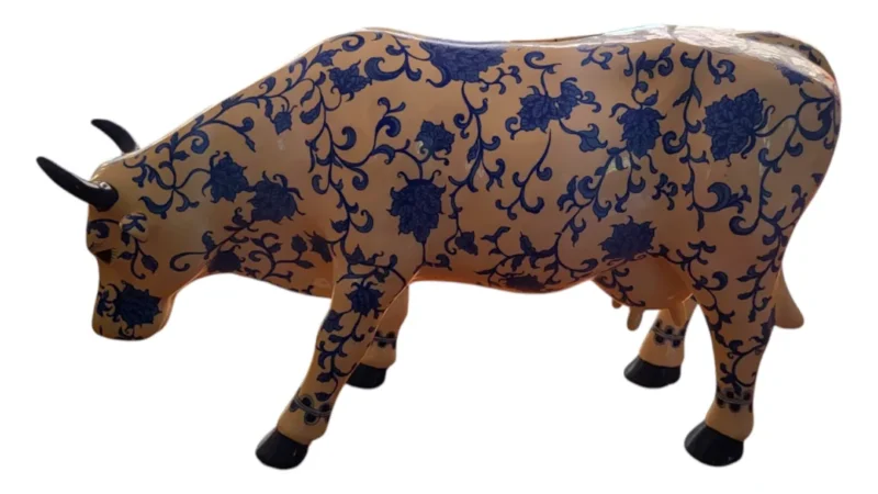 2000 Cow Parade Figur Kina Ko 9167 Blå og Hvid Sparebøsse