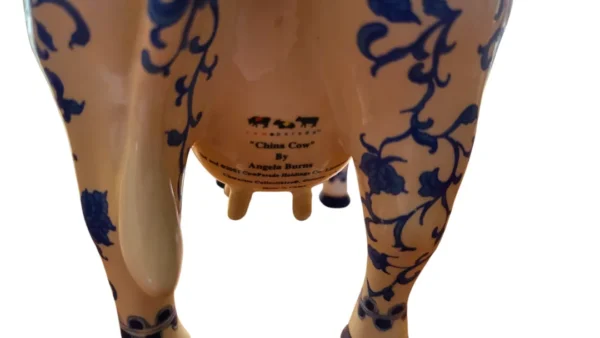 2000 Cow Parade Figur Kina Ko 9167 Blå og Hvid Sparebøsse
