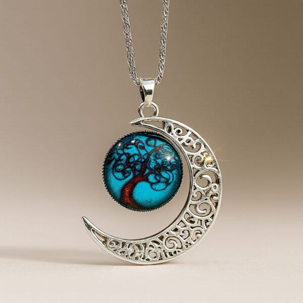 Turkis smykkesæt med måne og elegance