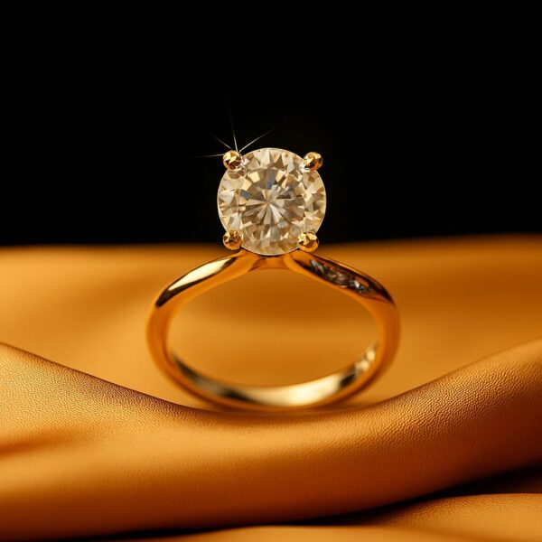 Guldbelagt ring med klar zirkonsten