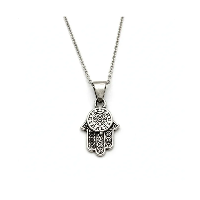 Hamsa-halskæde med blå øje-symbol