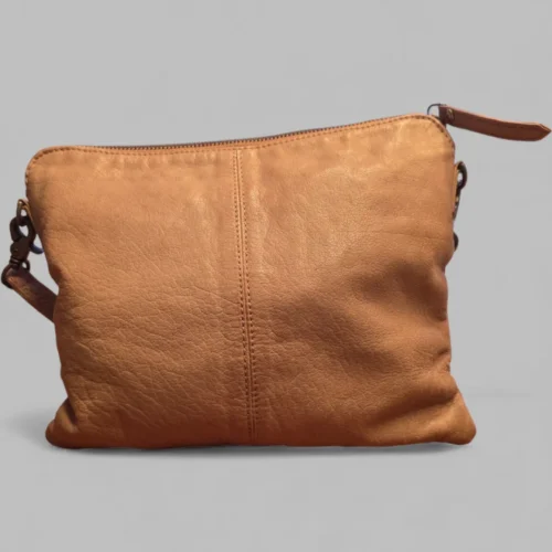 Elegant Lysebrun læder skuldertaske Depeche –