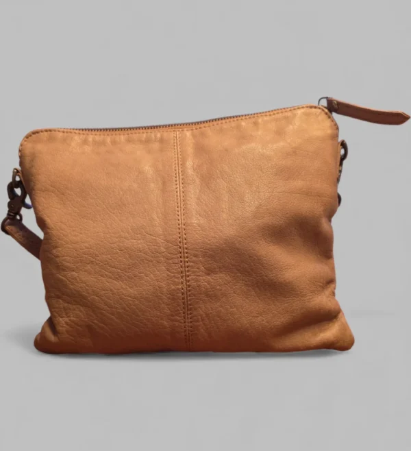 Elegant Lysebrun læder skuldertaske Depeche –