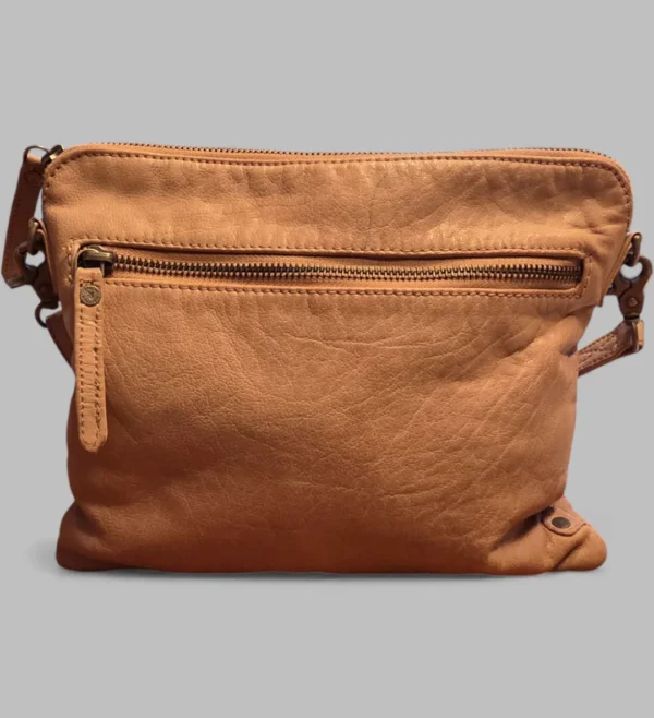 Elegant Lysebrun læder skuldertaske Depeche – -bagside