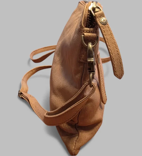 Elegant Lysebrun læder skuldertaske Depeche – -fra siden