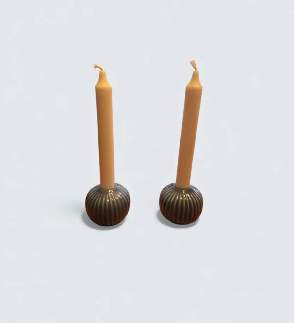 Kähler Hammershøi lysestager grå porcelæn – Hans‑Christian Bauer design, 2 stk.