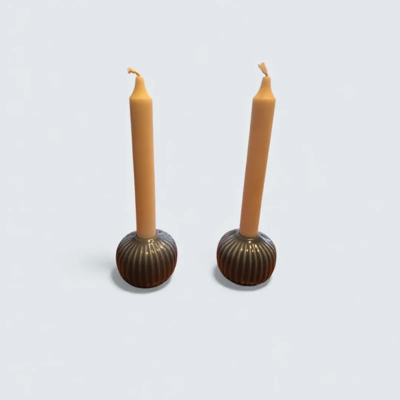 Kähler Hammershøi lysestager grå porcelæn – Hans‑Christian Bauer design, 2 stk.