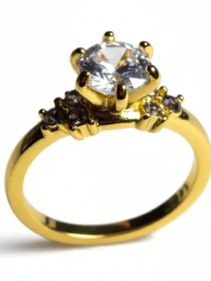 Ring med kubiske zirkonsten Guldbelagt – Thalia (EU str. 54)