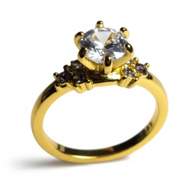 Ring med kubiske zirkonsten Guldbelagt – Thalia (EU str. 54)