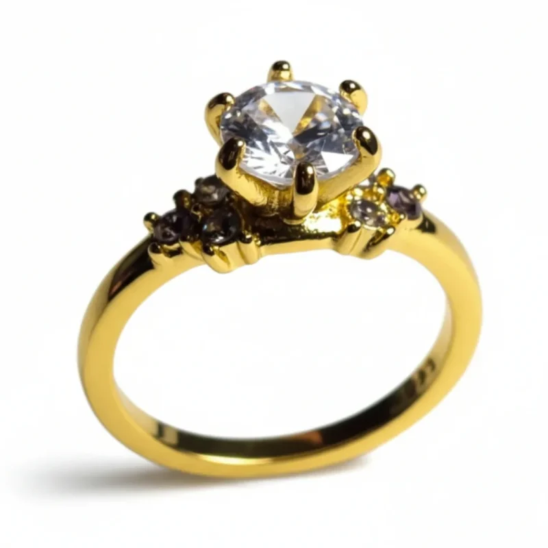Ring med kubiske zirkonsten Guldbelagt – Thalia (EU str. 54)