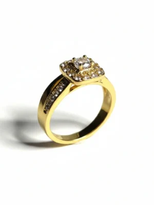 Ring med kubiske zirkonsten Guldbelagt – Aria (EU str. 54)-front