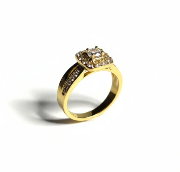Ring med kubiske zirkonsten Guldbelagt – Aria (EU str. 54)-front