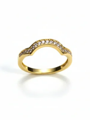 Ring med kubiske zirkonsten Guldbelagt -Saphira (EU str. 54)