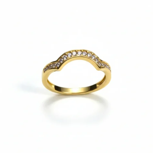 Ring med kubiske zirkonsten Guldbelagt -Saphira (EU str. 54)