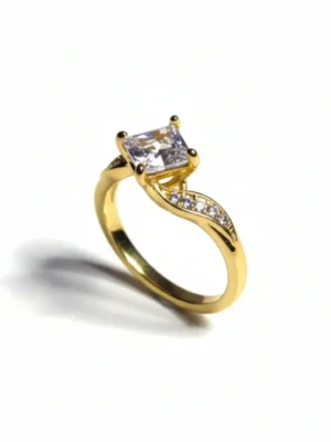 Ring med kubiske zirkonsten Guldbelagt – Selene (EU str. 54)