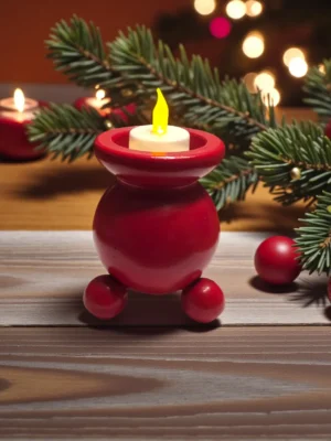 Rød lakerede lysestager til fyrfadslys