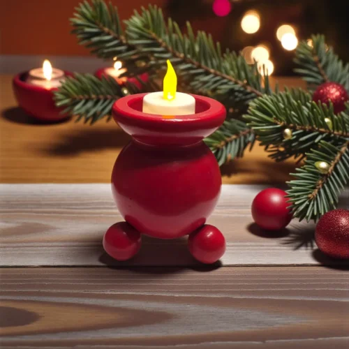 Rød lakerede lysestager til fyrfadslys