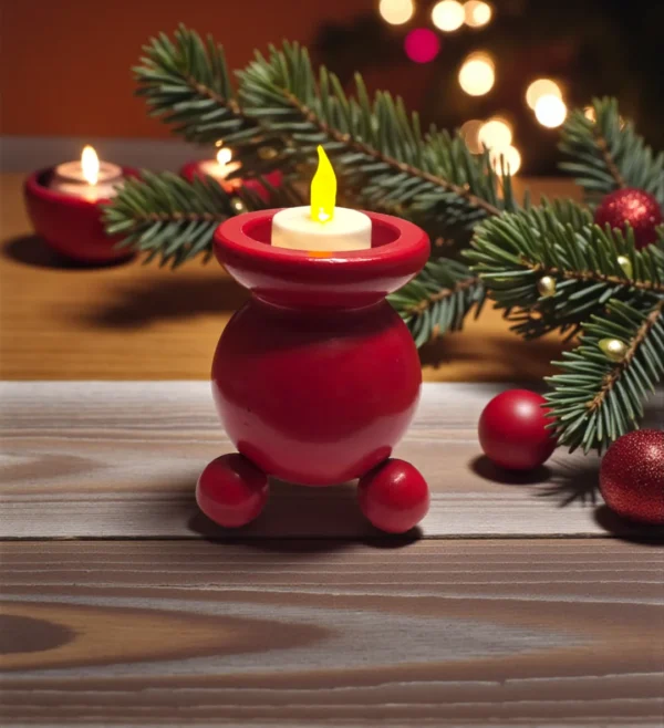 Rød lakerede lysestager til fyrfadslys