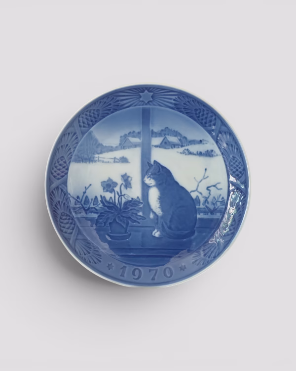 Royal Copenhagen Juleplatte 1970 Ø 18,3 cm – blå og hvid porcelænsplatte