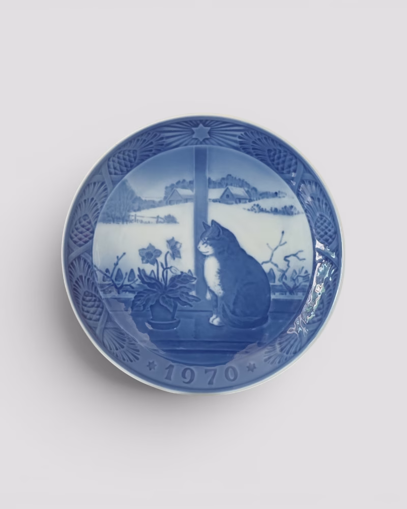 Royal Copenhagen Juleplatte 1970 Ø 18,3 cm – blå og hvid porcelænsplatte