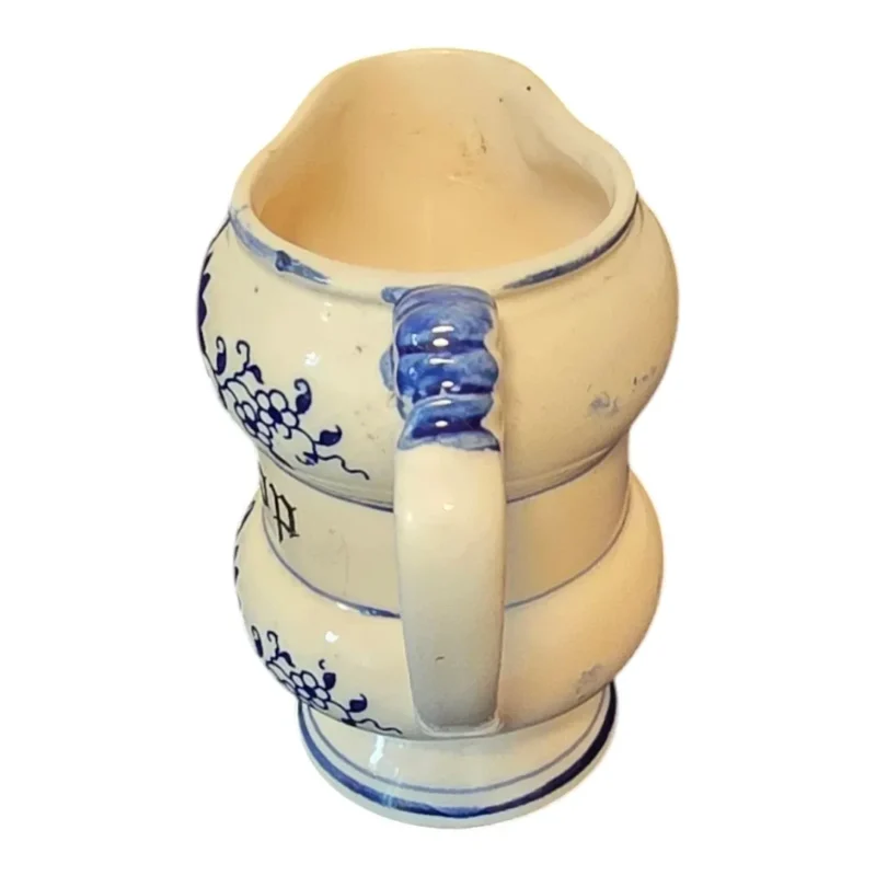 Japan kande hank med blaa blomsterknop bagfra vintage