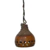 Vintage keramik pendel lampe brun lava 70er med huller