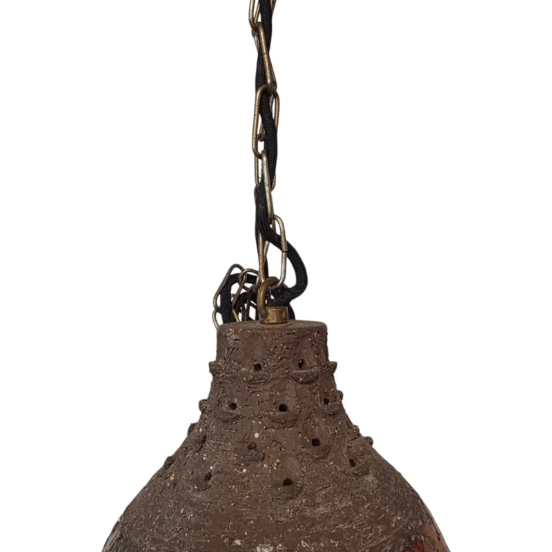 Vintage keramik pendel lampe brun -kæde