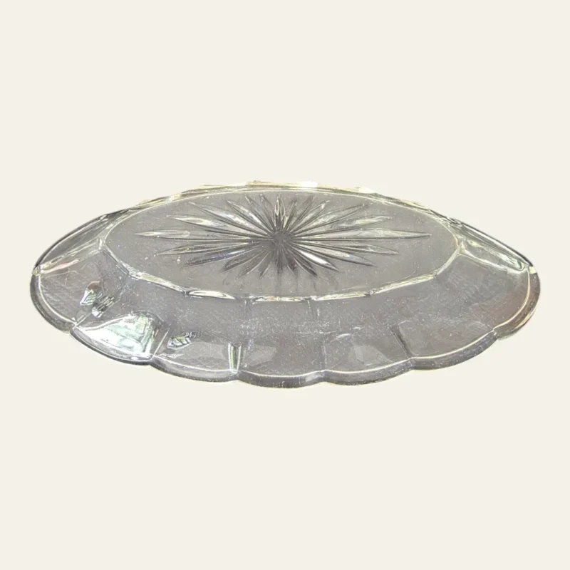 Oval glasskål klar glas bund med stjerneslib - underside