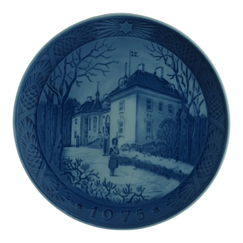 Royal Copenhagen juleplatte i porcelæn Marselisborg Slot 1975 Kaj Lange - vintage juleplatte