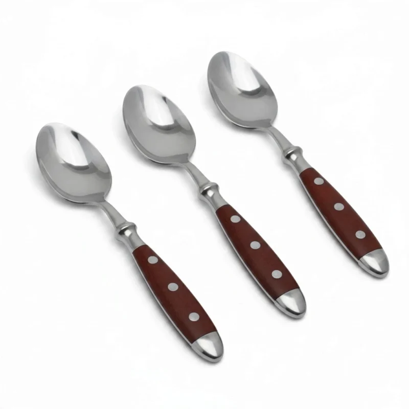 3 teskeer-med-traeskaft-rustfrit-staal-vintage-70erne